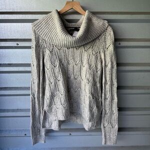 White House Black Market Shimmer Biscotti Lunar Light Gray Cowl Neck Sweater XS